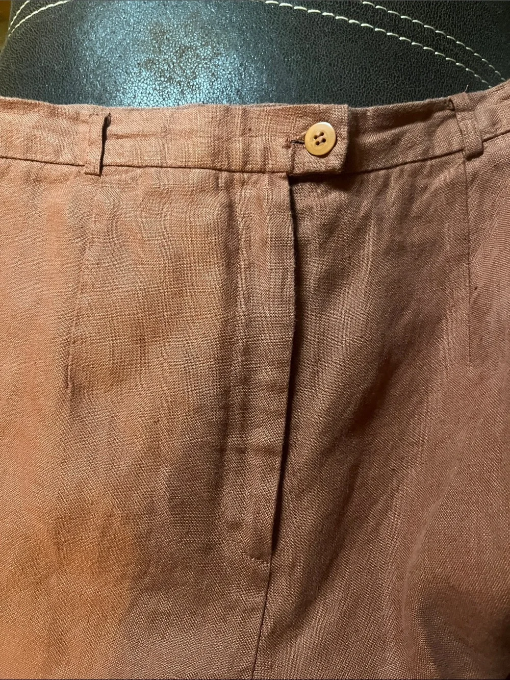 Women's Earthy Rust Brown Lightweight Linen-Blend Pants Professional Business